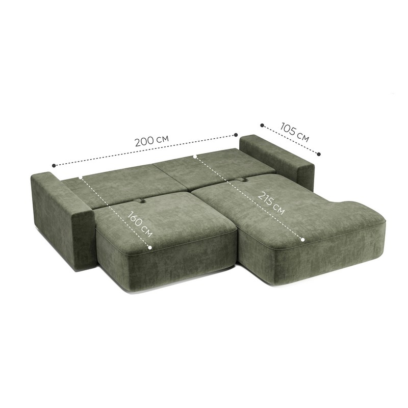 Комо двухмодульный угловой с подлокотниками sharli 6 Green Grass